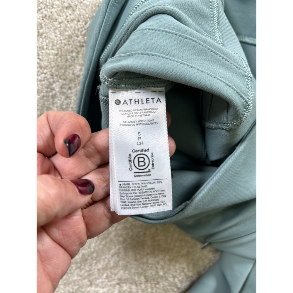 Athleta Womens Size Sp Green Leggings Back Zip Pockets Athleisure‎ - Picture 6 of 12